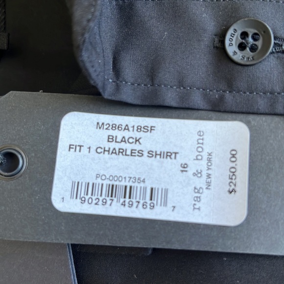 COPY - NWT RAG & BONE FIT 1 CHARLES LONG SLEEVE SLIM SHIRT (neck 16): $99 - Picture 6 of 6